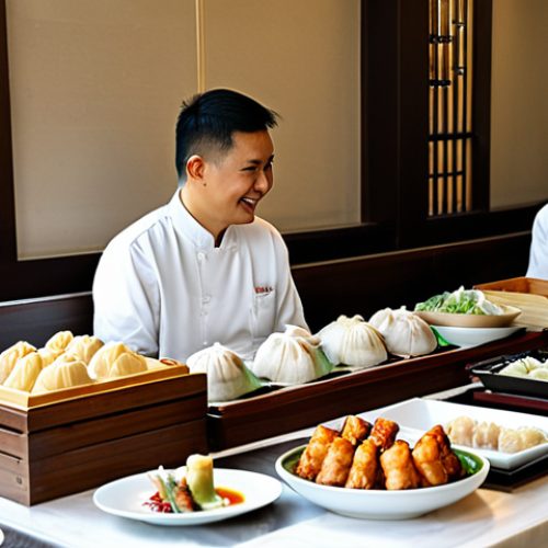 Home 9 Dim Sum Feast**
"A beautifully arranged table laden with various Dim Sum dishes in bamboo steamers, perfect anatomy, well-formed hands. Focus on the intricate details of the Dim Sum, such as har gow and siu mai. The setting is a bright, family-friendly restaurant in Dubai, filled with natural light and happy patrons. Fully clothed individuals are enjoying the meal. Appropriate content, professional photography, high quality, safe for work, modest."
**